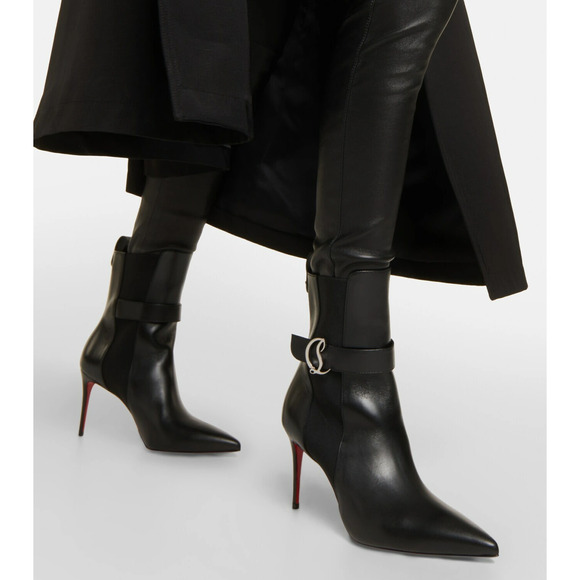 Christian Louboutin SO CL Chelsea Booty 85 Black Leather Ankle Heel Bootie 37.5 - Picture 5 of 14